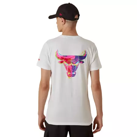 New Era NBA Chicago Bulls Neon Back Graphic Logo Tee "White"