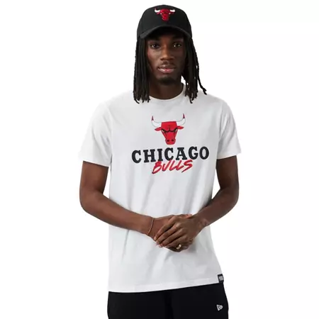 New Era NBA Chicago Bulls Script Logo Tee "White"