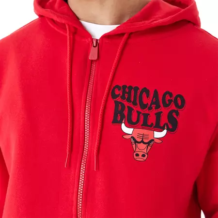 New Era NBA Chicago Bulls Script Red Full Zip Hoodie