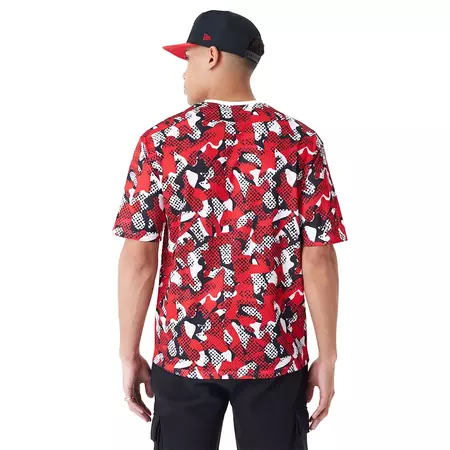 New Era NBA Chicago Bulls Team All Over Print Mesh Oversized T-Shirt "Red"