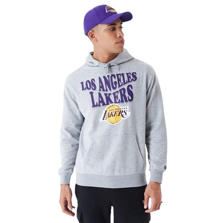 New Era NBA L.A Lakers Script Oversized Pullover Hoodie "Grey"