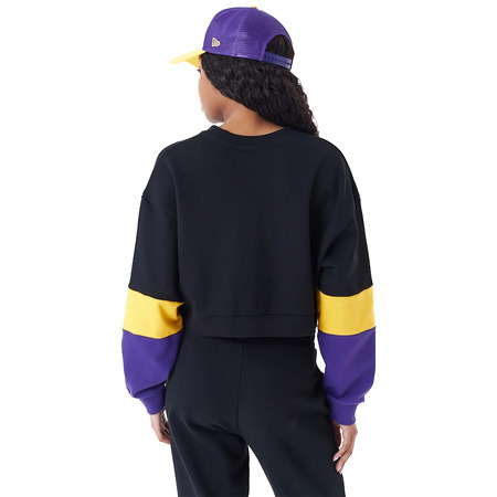 New Era NBA LA Lakers Womens Colour Block Crop Crew Neck Sweatshirt