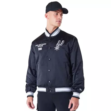 New Era NBA Spurs Satin Bomber Jacket "Black"