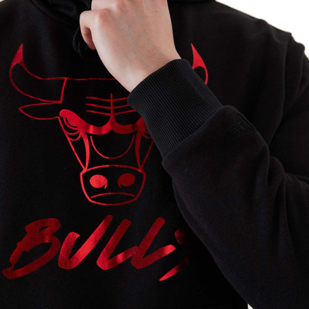 New Era NBA Official Chicago Bulls Metallic Logo Hoodie "Black-Red"