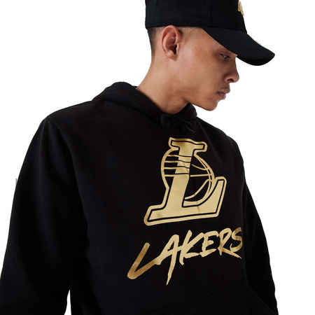 New Era NBA Official L.A Lakers Metallic Logo Hoodie "Black-Gold"