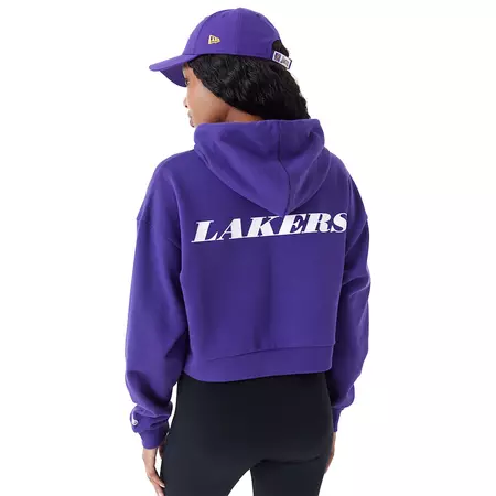 New Era NBA Womens L.A Lakers Team Logo Crop Pullover Hoodie