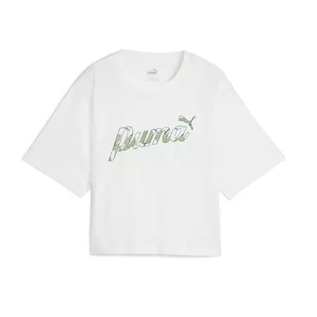 Puma ESS+ BLOSSOM Short Graphic Tee "White-Green"