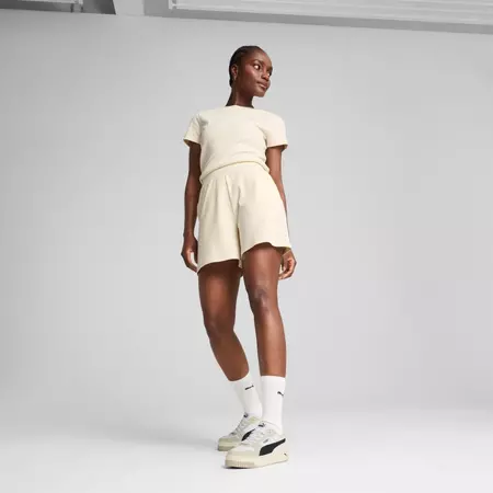 Puma ESS ELEVATED High-Rise Rib Shorts 5" " Alpine Snow"