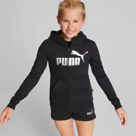 Puma Girls ESS+ Logo Full-Zip Hoodie FL