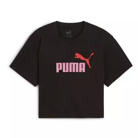 Puma Girls Logo Cropped Tee "Black"
