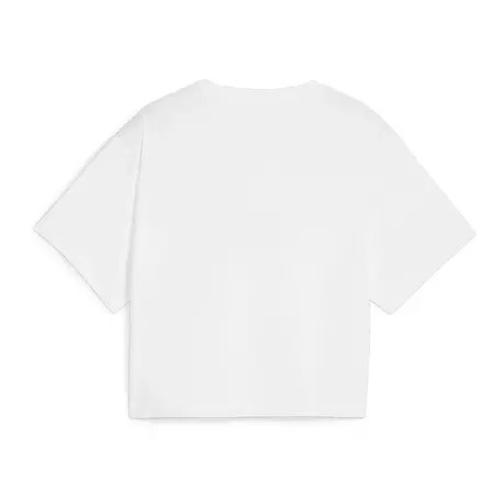 Puma Girls Logo Cropped Tee "White"