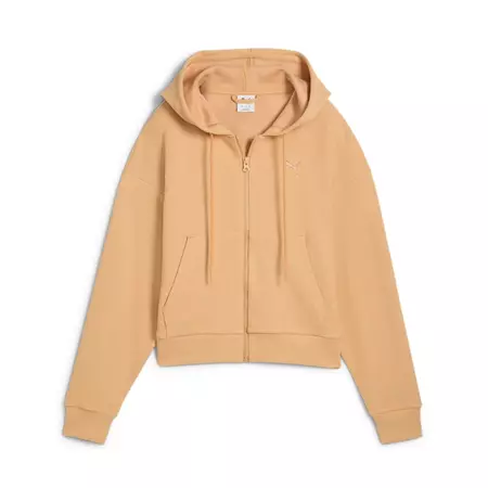 Puma HER Comfort Crop Full-Zip Hoodie "Warm Beige"