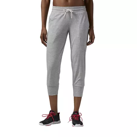 Reebok W Elements Jersey Cuffed Hem Capri (medium grey heather)