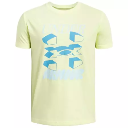UA Boys' Split Big Logo Short Sleeve "Sonic Yellow-Ether Blue"