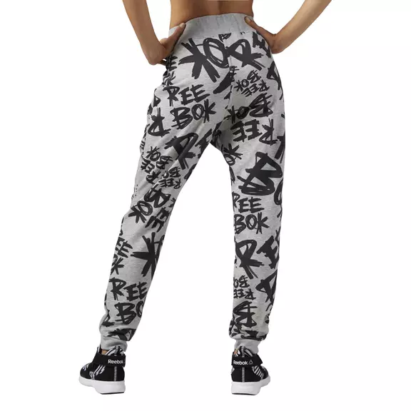 Reebok Dance Pantalón Mujer Printed Knit Drop Crotch (gris/negro)