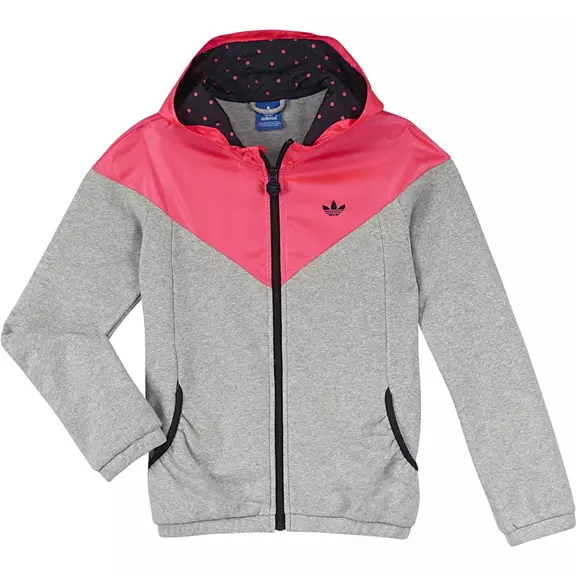 Adidas Original Sudadera FZ Fun H Flock Niña (gris/rosa)