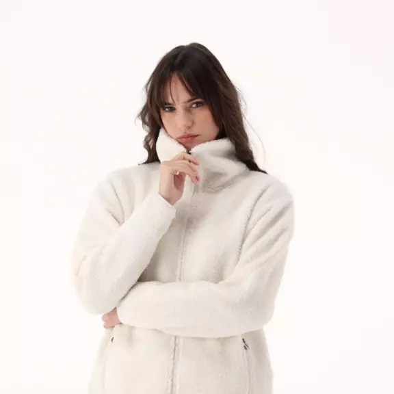 Campagnolo Women's faux fur teddy zip-up sweatshirt "Avorio"