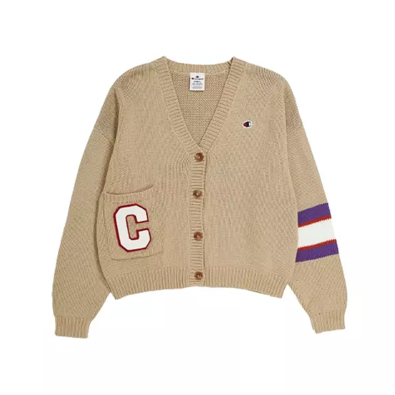 Champion C Logo Patch Knitted Cardigan "Beige"