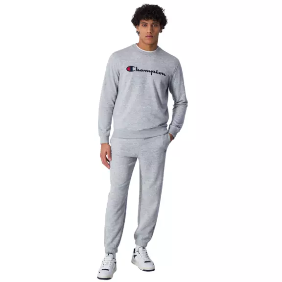 Champion Embroidered Big Logo Crewneck Sweatshirt "Light Grey"