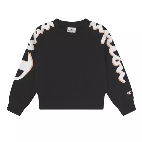 Champion Girls Legacy Logo Crewneck Sweatshirt "Black"
