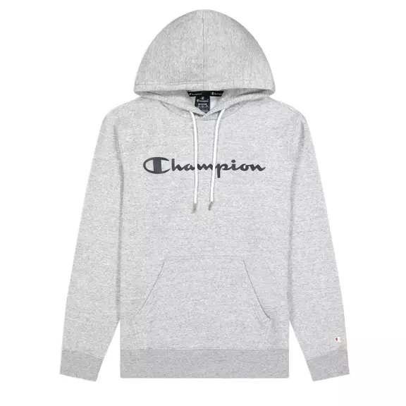 Champion Script Logo Print Cotton Terry Hoodie "Light Grey"