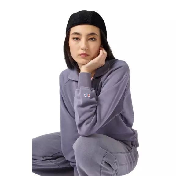 Champion Women's Washed Polo Neck Fleece Sweatshirt Icons "Mauve"