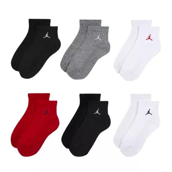 Jordan Kids JDB Everyday Essentials Ankle 6 PPack Socks "Gym Red"