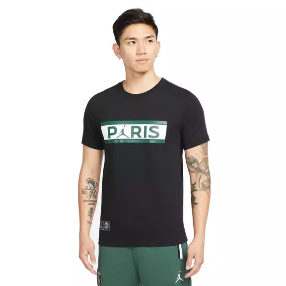 Jordan Paris Saint-Germain Wordmark T-Shirt "Black-Noble Green"