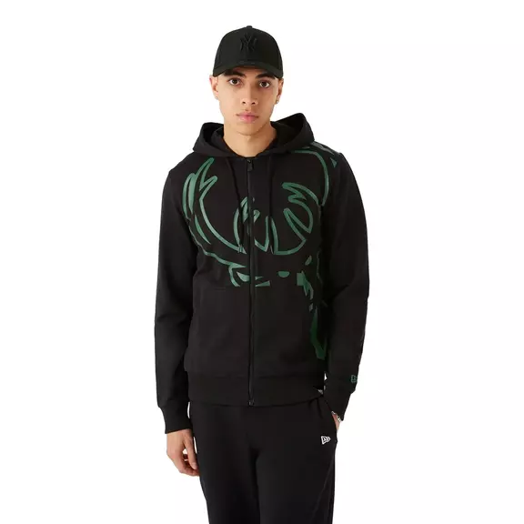 New Era NBA Milwaukee Bucks Enlarged Logo FZ Hoodie