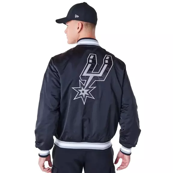 New Era NBA Spurs Satin Bomber Jacket "Black"