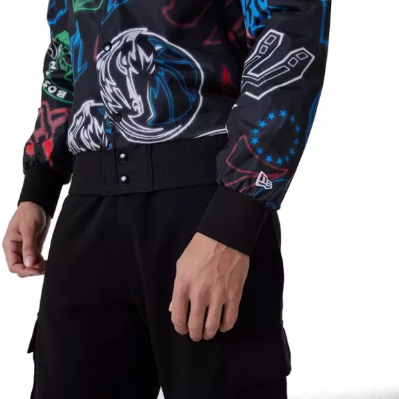 New Era NBA Multi Team Logo All Over Print Bomber Jacket