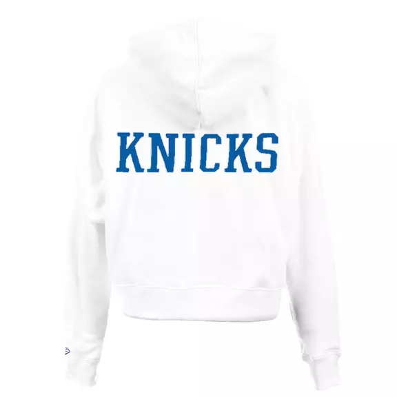 New Era NBA Womens New York Knicks Team Logo Crop Pullover Hoodie
