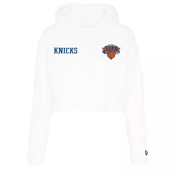 New Era NBA Womens New York Knicks Team Logo Crop Pullover Hoodie