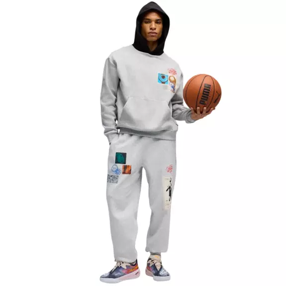 Sudadera Puma Basketball Hooptopia Graphic Hoodie "Light Gray"
