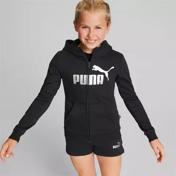 Puma Girls ESS+ Logo Full-Zip Hoodie FL
