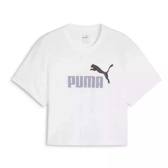 Puma Girls Logo Cropped Tee "White"