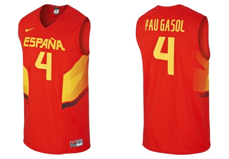 Camiseta Réplica Pau Gasol #4# 2014 (600/rojo/amarillo)