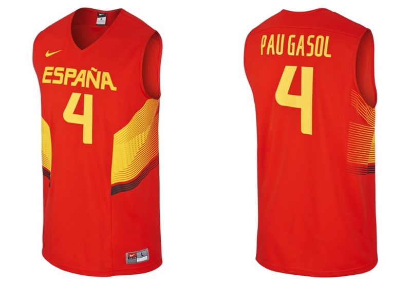 mecanógrafo moneda corrupción Camiseta Réplica Pau Gasol #4# España 2014 (600/rojo/amarillo)