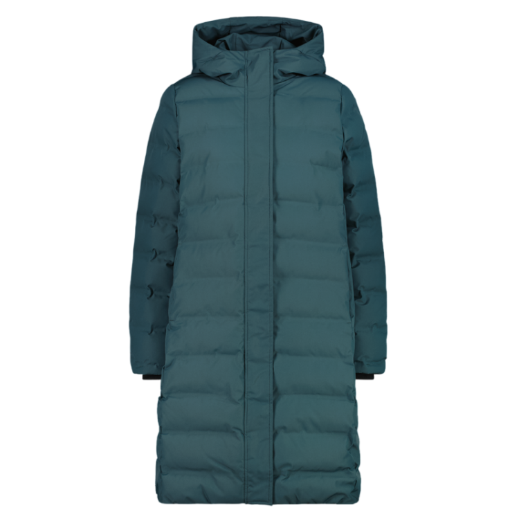 Campagnolo Women's long padded down jacket with hood "Trek Green"