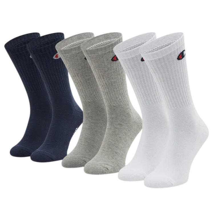 Calcetines Champion 3 Pack Crew C Logo "Navy-White-Grey"