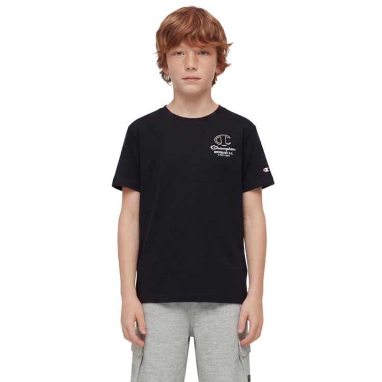 Camiseta Champion Niño con Estampado Puff "Black"