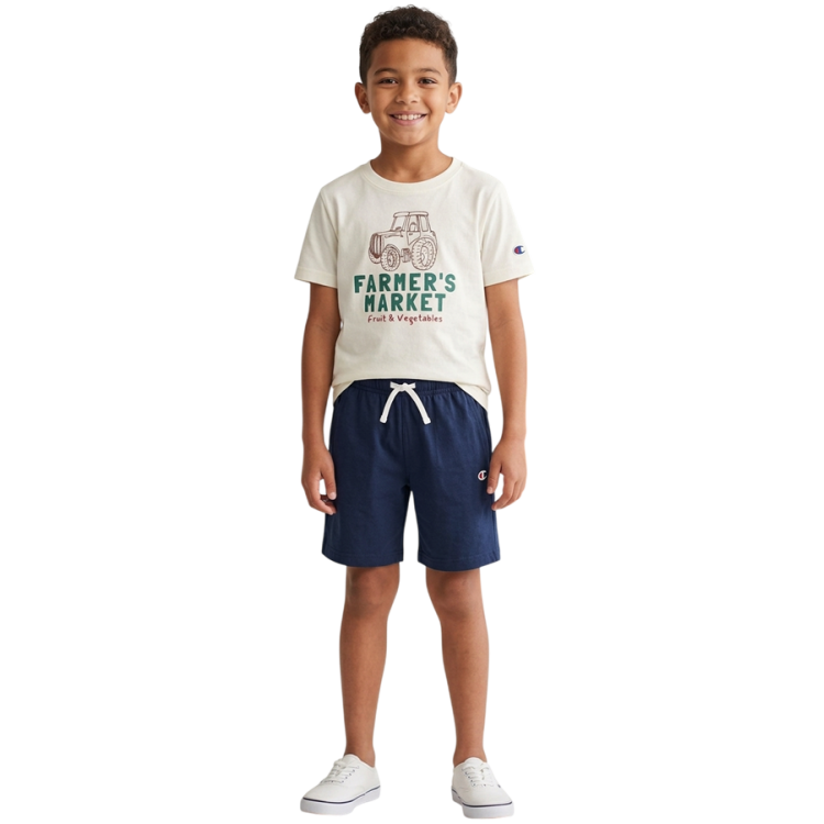 Conjunto Niño Camiseta + Short Champion Graphic "Cream and Navy"