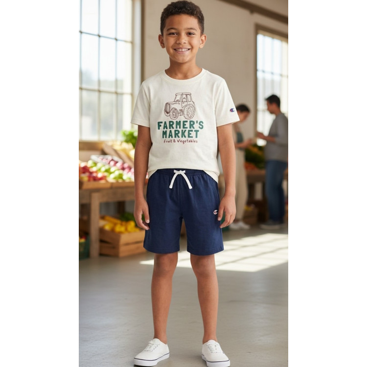 Conjunto Niño Camiseta + Short Champion Graphic "Cream and Navy"
