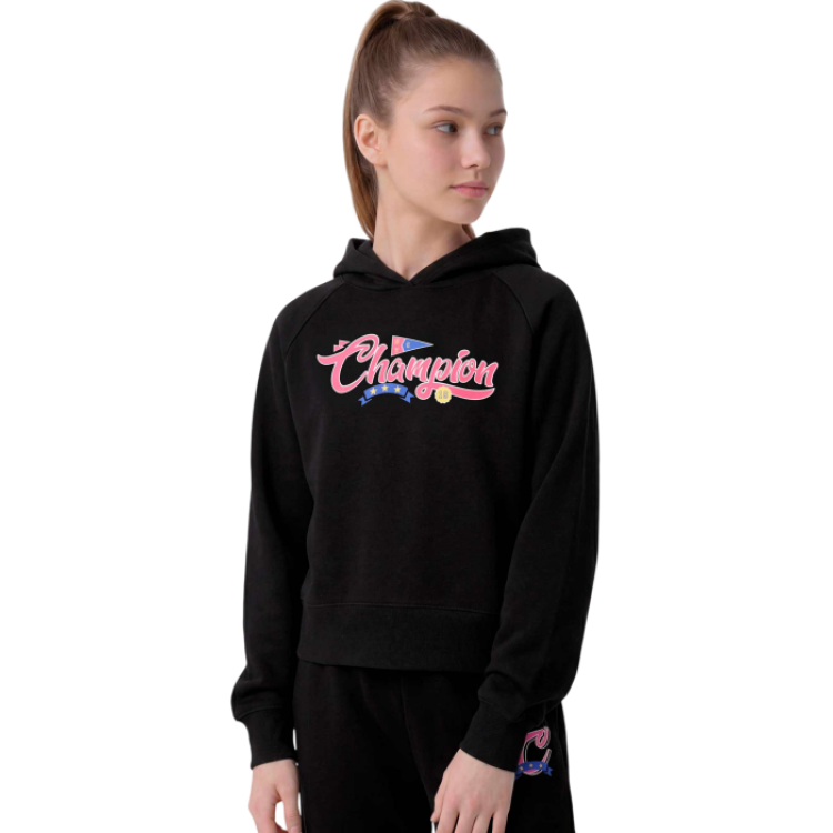 Sudadera Niña Champion Graphic Logo "Black-Pink"