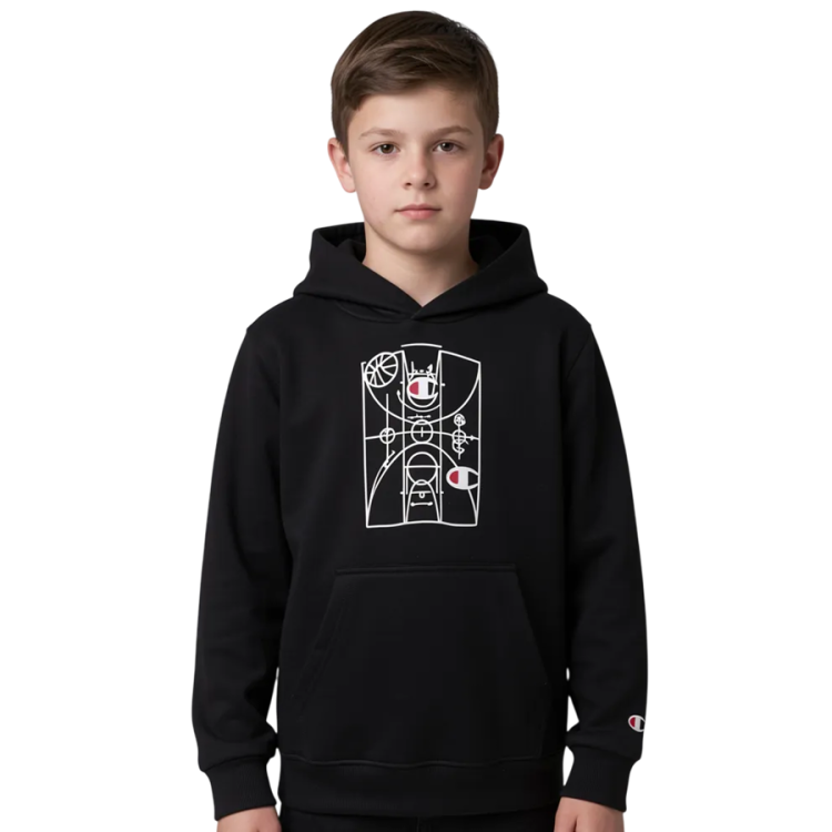 Sudadera Niño/Niña Champion Basketball Maxi Graphic Logo "Black"