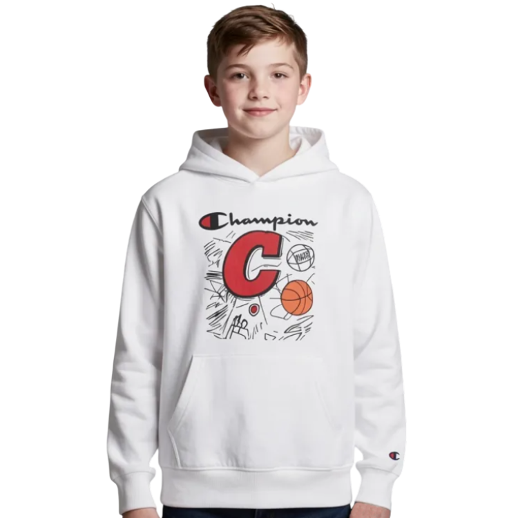 Sudadera Niño/Niña Champion Basketball Maxi Graphic Logo "White"