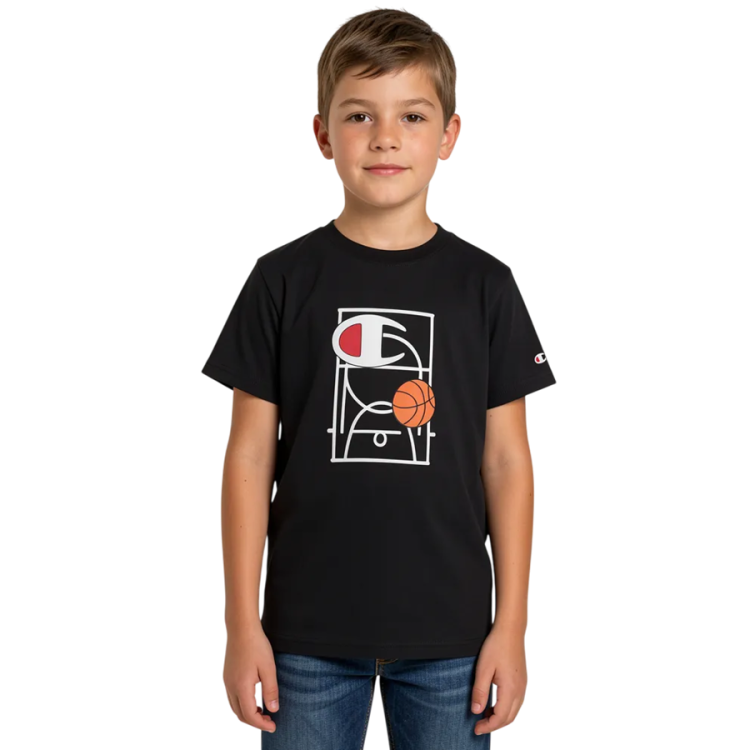 Camiseta Niño/Niña Champion Basketball Maxi Graphic Logo "Black"