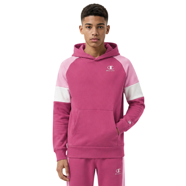 Sudadera Niño/Niña Champion Kids Colour Block Embroidery Logo "Silken Raspberry-Pink"