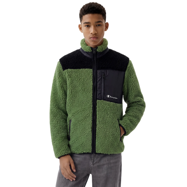 Chaqueta Polar Champion Teddy Niño/Niña con Cremallera Completa "Military Green-Black"