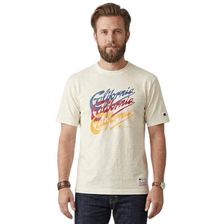Camiseta Champion Ocean Side de Algodón con Gráfico "Cream"